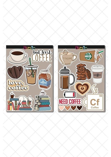 Major Selection Kahve Temalı Sticker Etiket Seti - Coffee Sticker - Laptop Notebook Telefon fiyatları