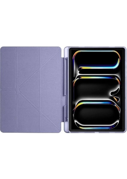 Kılıfı iPad Pro 11 Inç 2024 M4 Uyumlu – Kalem Şarj Bölmeli, Standlı Smart Cover, Otomatik Uyku Modlu, Darbeye Dayanıklı Silikon Arka Kapak, Şık Koruyucu Case (Lavander) fiyatları