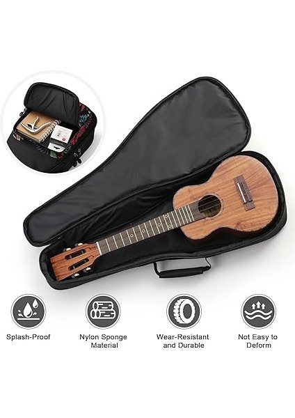 Renkli Ukulele Çantası, Ukulele Konseri Için Gigbag, Soprano Ukuleleler Için, Ayarlanabilir Omuz Askısı ve Rahat Taşıma Sapı, Kalın Yastık ve Güçlendirilmiş Fermuar. fırsatları
