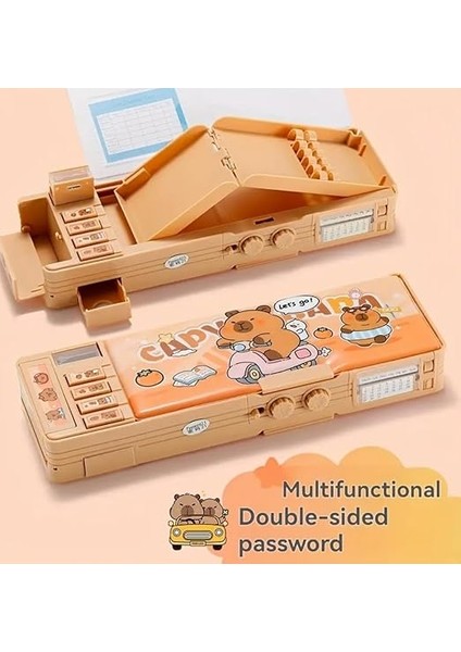 Şifreli Kalem Kutusu Kapibara Kalemlik Çok Fonksiyonlu Sevimli Büyük Kapasiteli Kawaii Kore Tarzı modelleri