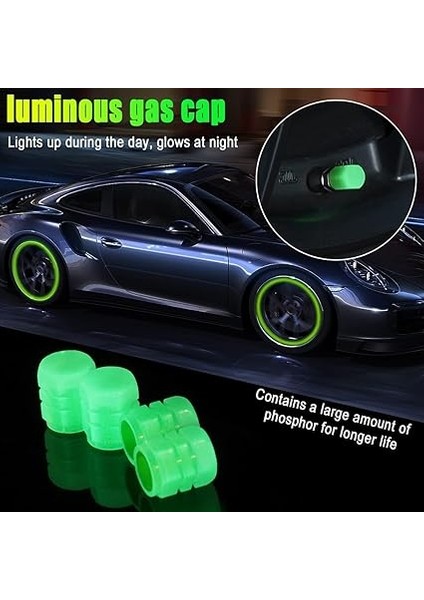 4 Adet Yeşil Floresan Karanlıkta Parlayan Fosforlu Oto Araba Sibop Kapağı Tüm Araçlara Uyumlu Toz Geçirmez Motorsiklet Suv Kamyon Bisiklet Supap Kapağı Oto Aksesuarları fiyatları
