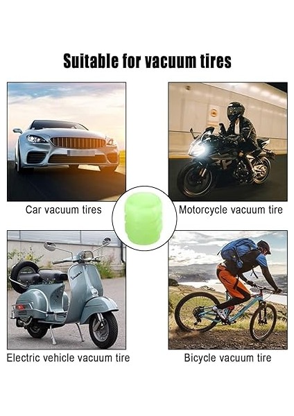 4 Adet Yeşil Floresan Karanlıkta Parlayan Fosforlu Oto Araba Sibop Kapağı Tüm Araçlara Uyumlu Toz Geçirmez Motorsiklet Suv Kamyon Bisiklet Supap Kapağı Oto Aksesuarları fırsatları