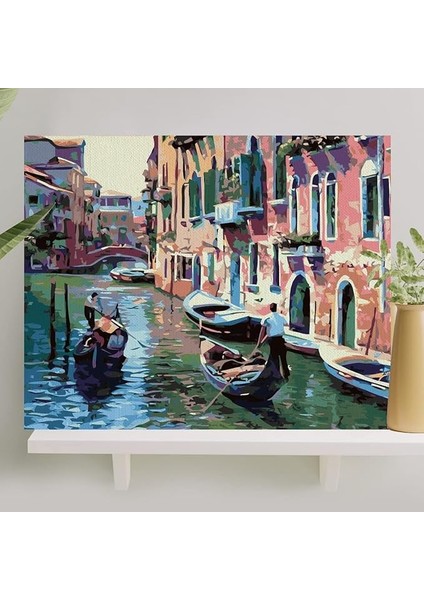 Hobi Sanat Sayılarla Boyama Tuval Seti Fırça Boya Dahil (Çıtalı) 40X50 cm - Venedik