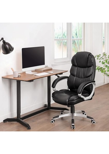 Yüksek Arkalıklı Ofis Koltuğu, Yönetici Koltuğu, Masa Koltuğu, Yükseklik Ayarı, Siyah, 67 x 66 x 114 cm OBG24B fiyatları