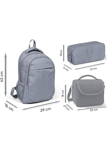 High Üç Bölmeli Kız Çocuk, Lacivert Mavi Çizgi Desenli, Ilkokul ve Ortaokul Üçlü Okul Çanta Seti fiyatları