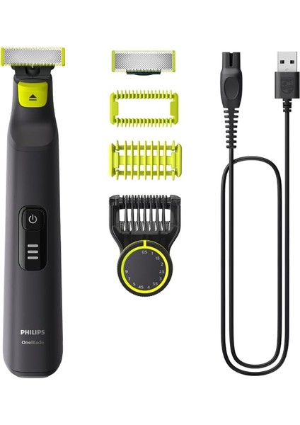 Oneblade Pro Yüz ve Vücut Için Hibrit Tıraş Makinesi,sakal Şekillendiriği, Islak/kuru Kullanım, 12 Uzunluk Ayarlı Tarak, 1 Yedek Bıçak, Vücut Tarağı, Cilt KORUMASI,QP6542/10