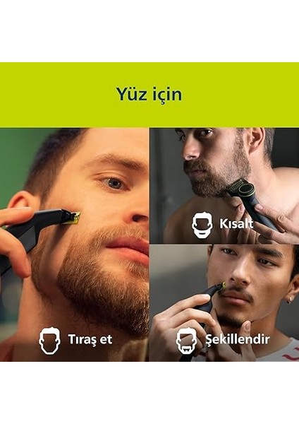 Oneblade Pro Yüz ve Vücut Için Hibrit Tıraş Makinesi,sakal Şekillendiriği, Islak/kuru Kullanım, 12 Uzunluk Ayarlı Tarak, 1 Yedek Bıçak, Vücut Tarağı, Cilt KORUMASI,QP6542/10 modelleri