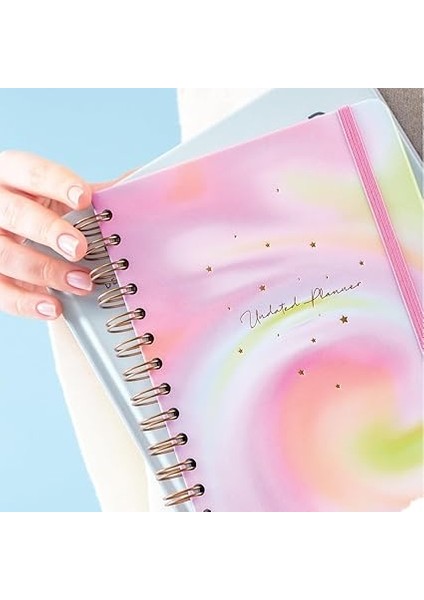 A5 Spiralli Süresiz Renkli Planlayıcı Ajanda Motivasyon Sayfalı Soyut modelleri