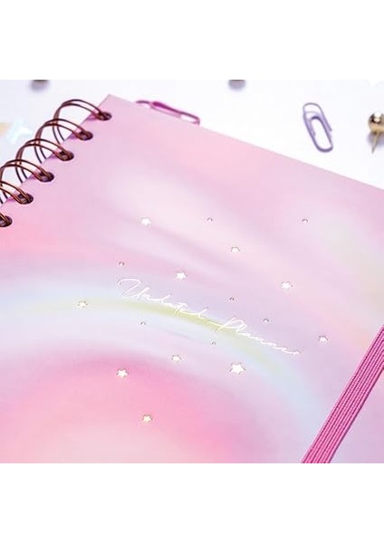 A5 Spiralli Süresiz Renkli Planlayıcı Ajanda Motivasyon Sayfalı Soyut fırsatları