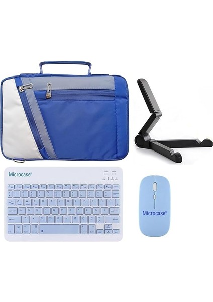 Microcase iPad 10.9 2022 10.nesil Uyumlu Tablet Çanta+Türkçe Bluetooth Klavye +Mouse+ Standı - Mavi AL4384