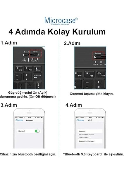 Microcase iPad 10.9 2022 10.nesil Uyumlu Tablet Çanta+Türkçe Bluetooth Klavye +Mouse+ Standı - Mavi AL4384 indirimleri