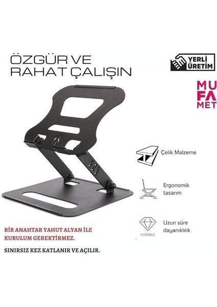 Katlanabilir Modellerle Uyumlu Dayanıklı Kolay Ayarlanır Paslanmaz Çelik Laptop Standı fırsatları