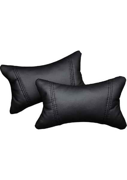 Oto Araç 2li Deri Boyun Yastığı (Siyah)