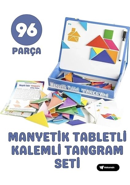 Tangram Manyetik Tabletli Silinebilir Kalemli 96 Parça Eğitici Tangram Semboller Seti Yazı Tahtalı fiyatları