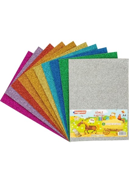Simli Karton A4 Karışık 10 Renk