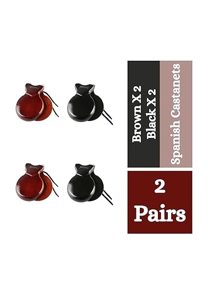 Çift Yaylı Ispanyol Castanyet, Yetişkinler ve Çocuklar Için Geleneksel Ispanyol Flamenko Kastanyetleri, Yeni Başlayanlar Için Ahşap Müzikal Vurmalı Çalgılar (Kahverengi+Siyah) fiyatları