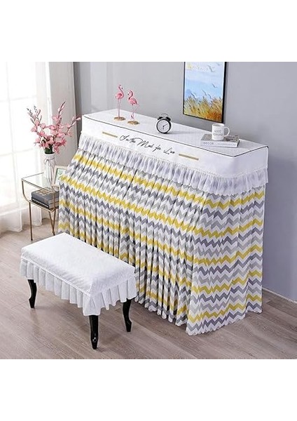 150 * 115 * 40 cm Dantel Fırfır Şifon Baskı Bitki Dik Piyano Toz Örtüsü Tabure Kapaklı Tam Dik Piyano Örtüsü Kumaş Dik Piyano fırsatları