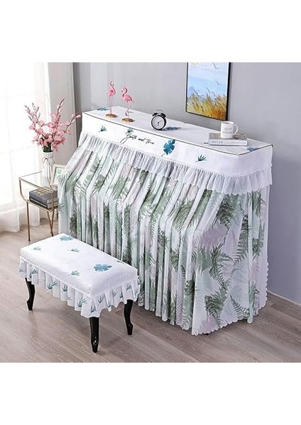 150 * 115 * 40 cm Dantel Fırfır Şifon Baskı Bitki Dik Piyano Toz Örtüsü Tabure Kapaklı Tam Dik Piyano Örtüsü Kumaş Dik Piyano indirimleri