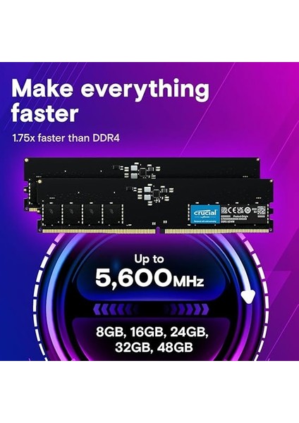 Ram CT2K16G48C40U5 32GB Kit (2X16GB) Ddr5 4800MHZ CL40 Masaüstü Bellek modelleri