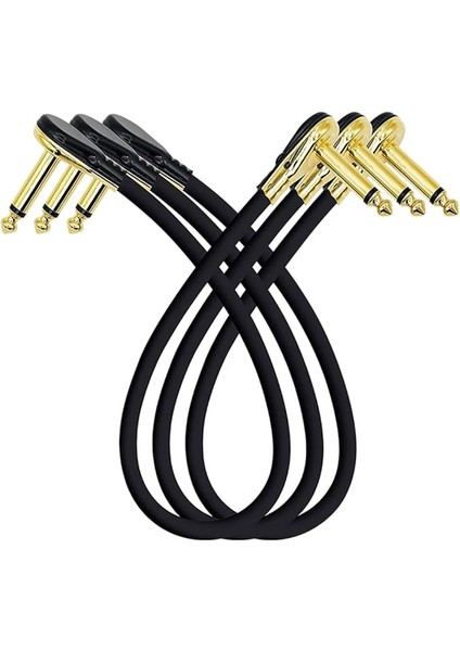 Gitar Bağlantı Kablosu, Efekt Pedalı Için Bağlantı Kabloları, Düşük Profilli Krep Tasarımı, Efekt Pedalları Için Düz Açılı 1/4 Inç, 3'lü Paket