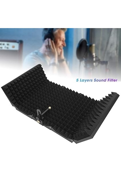 Mikrofon Yalıtım Kalkanı, 5 Katlanabilir Yalıtım Katmanları Yüksek Yoğunluklu Eva Ses Yalıtımı Ses Yalıtımı Kapağı, Kaydı Için fiyatları