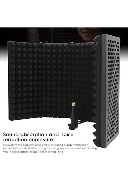Mikrofon Yalıtım Kalkanı, 5 Katlanabilir Yalıtım Katmanları Yüksek Yoğunluklu Eva Ses Yalıtımı Ses Yalıtımı Kapağı, Kaydı Için fırsatları