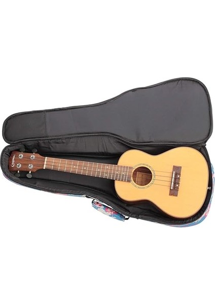 Baskı Ukulele Durumda 10MM Sünger Taşınabilir Su Geçirmez Ukuleles Çanta Kapak Aksesuar Depolama Cebi ile Uke Konser Çantası, Pembe Çiçek, 21 In Soprano, Modern fırsatları
