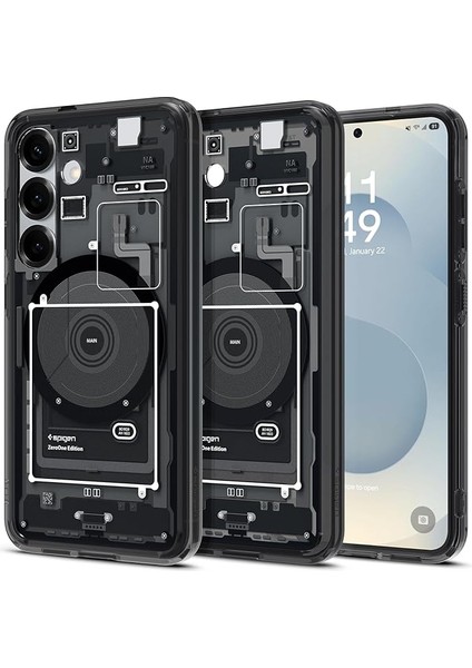 Galaxy S25 ile Uyumlu Ince Kılıf Ultra Hybrid Sararma Karşıtı Duraclear Hava Kanalı Teknolojisi Askeri Sınıf Koruma Magfit Özellikli Zero One Black Tasarım Kapak - ACS09003