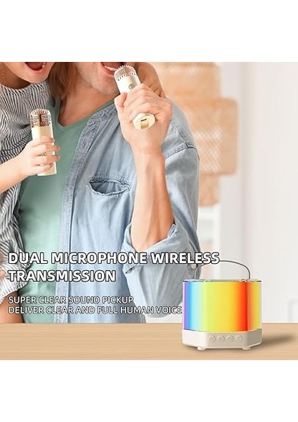 Karaoke Makinesi Mini Kablosuz Mikrofon ve Hoparlör Seti 2 Mikrofonlu Rgb Renkli Işık El Mikrofonu Doğum Günü Partisi Masaüstü Için Ler Açık Hava Taşınabilir Çift Mikrofon Karaoke Sistemi fiyatları