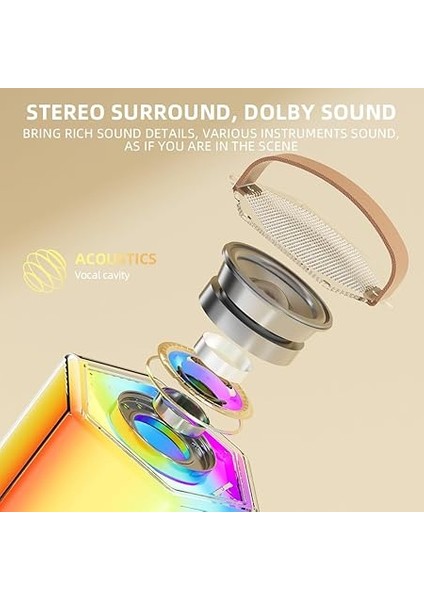 Karaoke Makinesi Mini Kablosuz Mikrofon ve Hoparlör Seti 2 Mikrofonlu Rgb Renkli Işık El Mikrofonu Doğum Günü Partisi Masaüstü Için Ler Açık Hava Taşınabilir Çift Mikrofon Karaoke Sistemi modelleri