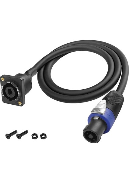 Speakon Panel Montaj Soketi Dişi - Speakon Erkek Konnektör Hoparlör Kablosu Ses Uzatma Kablosu Jack Büküm Kilidi Hoparlör Amplifikatörü Dj Sahne Için - 1M/3.28FT
