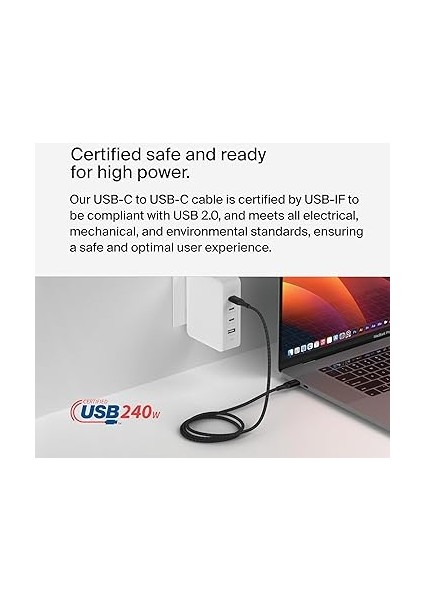 Boostcharge Usb-C - Usb-C Şarj Kablosu, Hızlı Şarj Kablosu, 240 W Power Delivery, Usb-If Sertifikalı, iPhone 15, MacBook Pro, Chromebook, Samsung Galaxy, iPad ile Uyumlu, 1 M – Siyah indirimleri