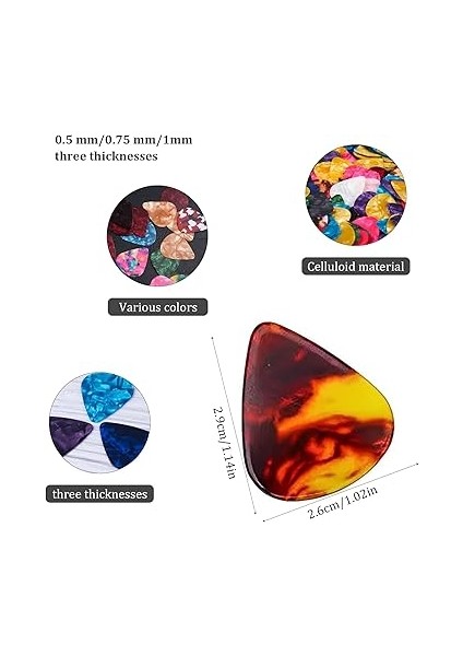 Gitar Penası Seti, Akustik Gitar, Elektro Gitar, Ukulele Bas Için Pena, 3 Farklı Kalınlıkta, Akustik Gitar, Elektro Gitar, Ukulele ve Bas Için fiyatları