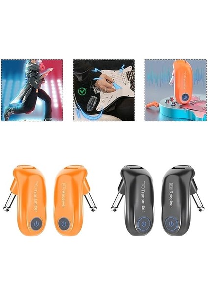 2.4g Kablosuz Gitar Sistemi, Kablosuz Gitar Verici Alıcı Şarj Edilebilir Ses, 100FT Iletim Aralığı Güçlü Anti-Parazit (Turuncu) indirimleri