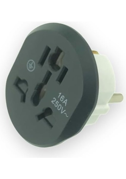Türk Fişi Erkek – Universal Seyahat Adaptörü | F Tipi Erkek → Çoklu Ülke Dişi Giriş | Amerika, Ingiltere, Çin, Avustralya, Italya, Hindistan, Isviçre Uyumlu | 250V – 16A