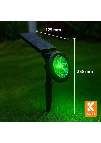 Solar Bahçe Aydınlatma Lambası - 9 LED Yeşil Işık, 200 Lümen, IP65 Su Geçirmez, Güneş Enerjili Kazıklı Veya Duvar Montajlı Çim Armatürü fırsatları