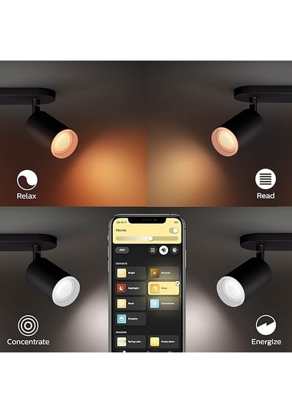 Hue Fugato Plate/spiral Lamba ve Akıllı LED Ampuller, Siyah, 4X5.7W 230V fırsatları