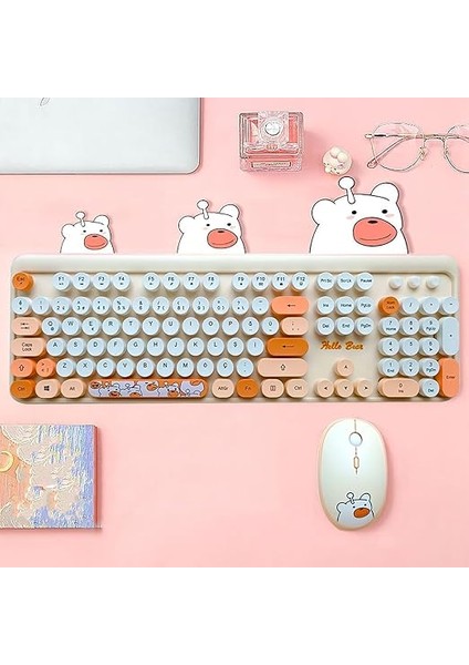 Mofii Ayıcık Desenli Kablosuz Renkli Yuvarlak Tuşlu Klavye Mouse SET-AL4258 (Mavi) fırsatları