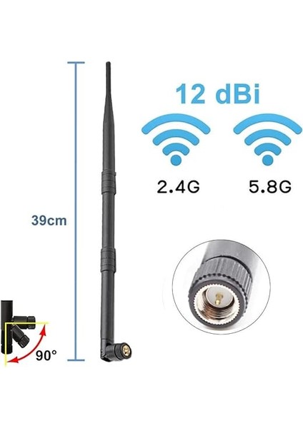 39CM Anten Sma Erkek 2.4ghz 5.8ghz Dual Band Rf Gsm Wifi Sinyal Kuvvetlendirici 2g 3g 4g Lte Lora Helium fiyatları