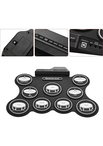 USB Roll Up Davul Kiti Dijital Elektronik Davul Seti 9 Silikon Davul Pedleri Drumsticks ile Yeni Başlayanlar Için Ayak Pedalları Çocuklar indirimleri