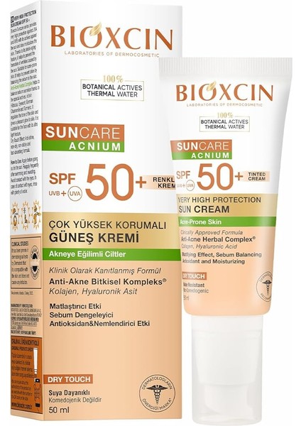 Sun Care Akneye Eğilimli Ciltler Için Renkli Güneş Kremi 50 Spf - Akne, Dry Touch, Mat Tinted