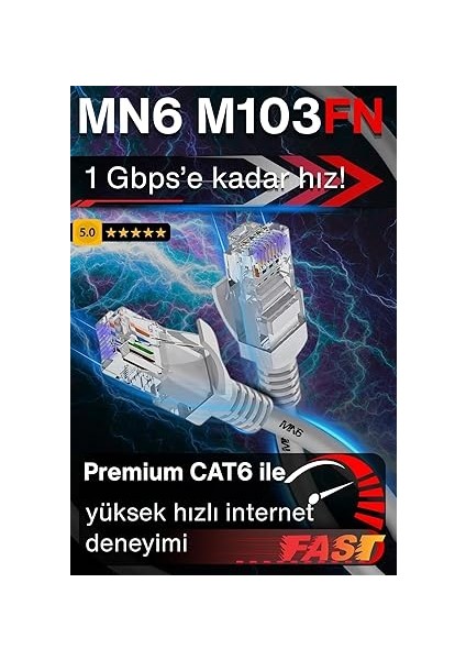M103FN 30 Metre Internet KABLOSU/UTP-CAT6/1000 Mbps (Gigabit) Destekli/ethernet Kablosu 30 Metre/iç Mekan Uyumlu (Ölçü, Metre, 30) fiyatları
