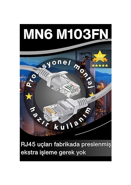 M103FN 30 Metre Internet KABLOSU/UTP-CAT6/1000 Mbps (Gigabit) Destekli/ethernet Kablosu 30 Metre/iç Mekan Uyumlu (Ölçü, Metre, 30) modelleri