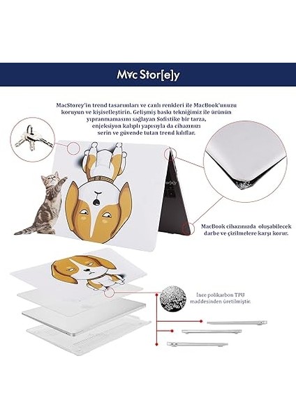 MacBook Pro 13 Kılıf A2338 A2289 A2251 A2159 A1989 A1706 A1708 Uyumlu M1 M2 Tpu Sert Kapak Ince Hafif Hava Menfezli Lazer Uv Baskı Köpek Dostu Tasarım Kahverengi indirimleri