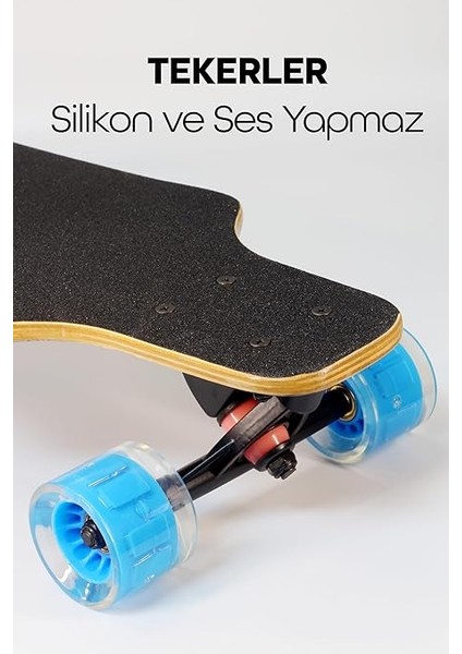 Kaykay Silikon Teker Sessiz Semi-Pro Skeleton Model Zımparalı Skateboard Longboard 80 cm 3116 fırsatları