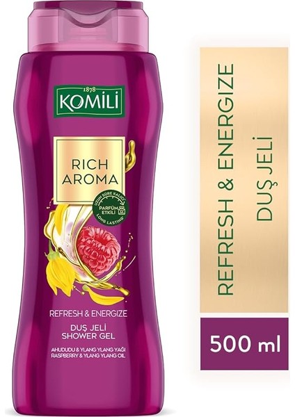 1878, Komili Rich Aroma Refresh&energize Kalıcı Parfüm Etkili Duş Jeli 500ML, F3100219-002, Mor modelleri