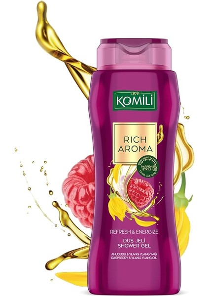1878, Komili Rich Aroma Refresh&energize Kalıcı Parfüm Etkili Duş Jeli 500ML, F3100219-002, Mor fırsatları