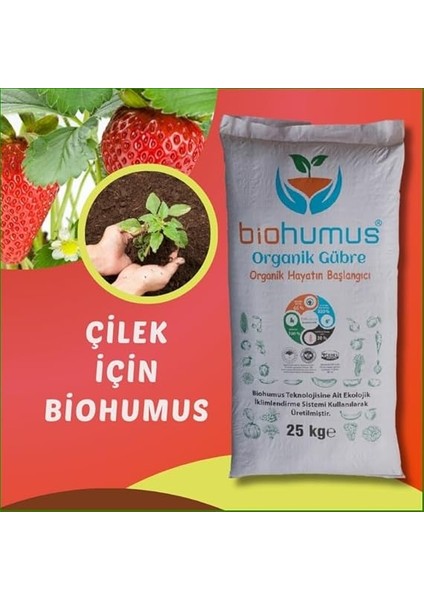 Çilek Için, Organik Gübre, Organik Sertifikalı, Kök Geliştirici, Toprak Düzenleyici, Bitki Besleyici 25 kg (1) fiyatları
