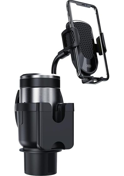 C140 Araç Içi Bardak Tutucu Telefon Standı, 5-7 Inç Telefonlar ve 7-9 Inç Tabletler Için, 170 mm Açılabilir Çene, 360 Dönebilir, Basit Kurulum, Dayanıklı Malzeme, Siyah