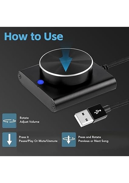 Pc USB Hacim Kontrol Düğmesi, Harici Ortam Ayarlama Denetleyicisi, Kazançlar Için Bilgisayar Ses Düzenleyici 7 8 10 11 Vista, Os X, Android fiyatları